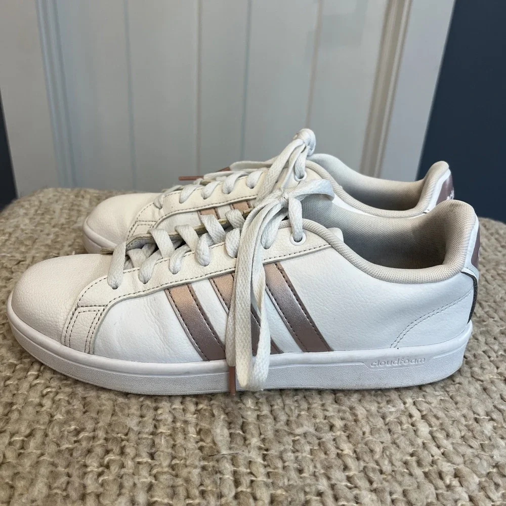 Adidas Women Cloudfoam Advantage DA9524‎ White Rose Gold Shoes Sneakers Size 9.5